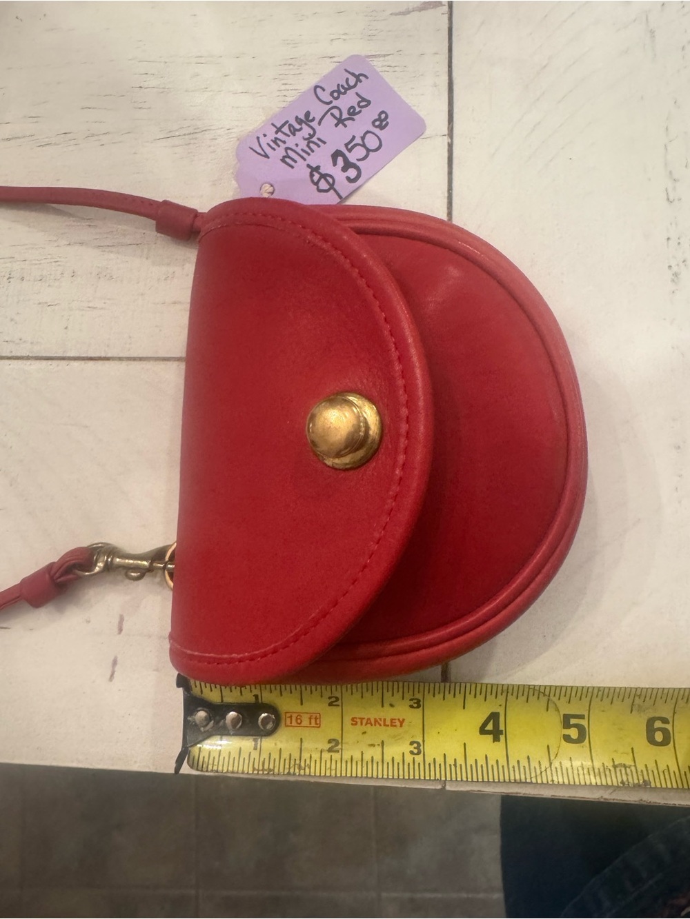 Vintage Coach Belt Bag Crossbody Shoulder Fanny Pack Pouch Red Leather Push Lock - Picture 10 of 10